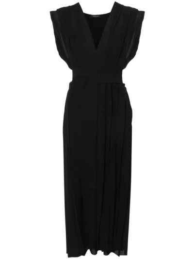 Fabiana Filippi Pleated Crepe Maxi Dress In Black