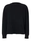 Fabiana Filippi Black Crewneck Sweater With Micro Paillettes In Wool In Black