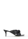 Fabiana Filippi Leather Sandals With Braided Front And Kitten Heel In Black