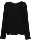 Fabiana Filippi Beaded Trim Crepe Top With Drop Shoulder In Black