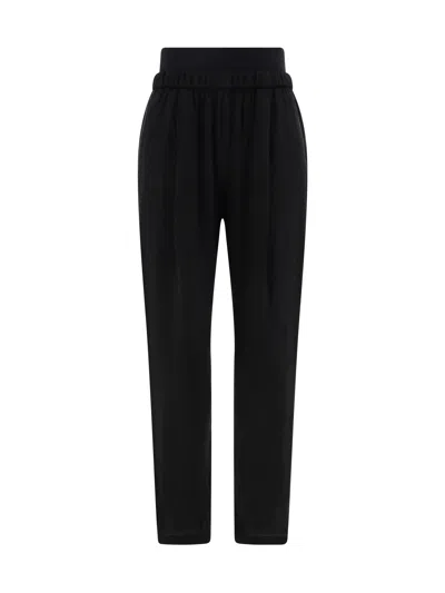 FABIANA FILIPPI BLACK LOOSE PANTS WITH TOANL ELASTIC WAISTBAND IN VISCOSE WOMAN