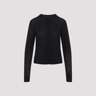 FABIANA FILIPPI BLACK MINI-SEQUINS WOOL CARDIGAN