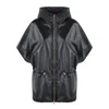 Fabiana Filippi Leather Cape With Hood And Elastic Waist In Black