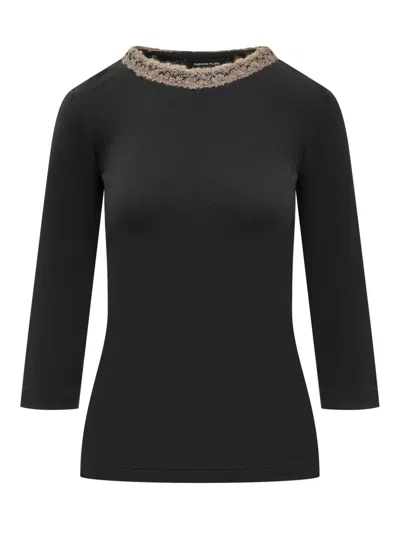 Fabiana Filippi Black T-shirt With Embroidery By