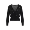 Fabiana Filippi V-neck Wool Blend Cardigan With Front Sequins Detail In Black