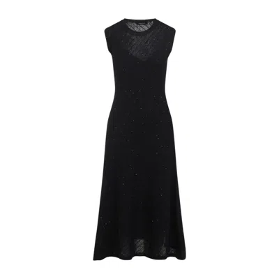 FABIANA FILIPPI BLACK VIRGIN WOOL MIDI DRESS