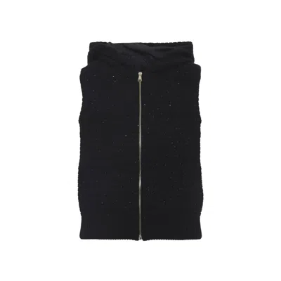 FABIANA FILIPPI BLACK VIRGIN WOOL PADDED GILET