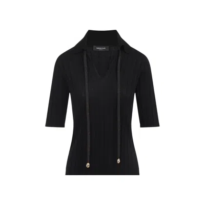FABIANA FILIPPI BLACK VIRGIN WOOL POLO