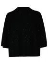 Fabiana Filippi Crewneck Wool Top Short Sleeves Sparkling Finish In Black