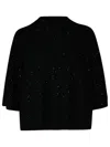 Fabiana Filippi Crewneck Wool Top Short Sleeves Sparkling Finish In Black