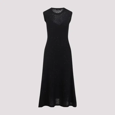 Fabiana Filippi Black Wool Sequins Midi Dress