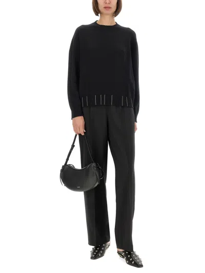 Fabiana Filippi Black Wool Silk Sweatshirts