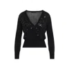 Fabiana Filippi V-neck Wool Blend Cardigan With Front Sequins Detail In Black