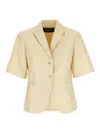 Fabiana Filippi Short Sleeve Blazer With Back Vent In Neutral