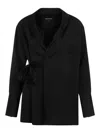 Fabiana Filippi Linen Wrap Jacket In Black