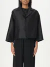 Fabiana Filippi Silk Blend Wide Blazer With V-neck Collar In Schwarz