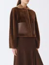 Fabiana Filippi Leather-panel Shearling Jacket In Brown