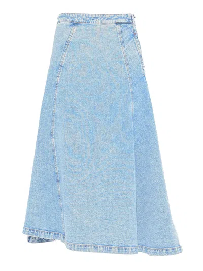 Fabiana Filippi Blue Denim Flared Midi Skirt