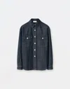 Fabiana Filippi Blue Denim Shirt With Pockets In Vintage Blue