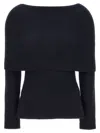 Fabiana Filippi Maxi Collar Ribbed Knit Pullover In Blue