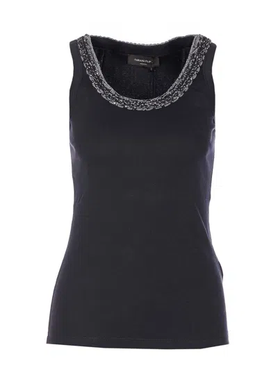 Fabiana Filippi Top Embellished Neckline Sleeveless Design Style In Black