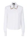 Fabiana Filippi Boxy Poplin Shirt With Stone Embellished Collar In White