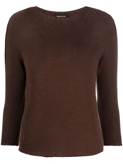 Fabiana Filippi Boat-neck Cashmere Jumper In Brown