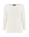 Fabiana Filippi Boat Neck Knit Shirt With Diamond Thread Embroidery