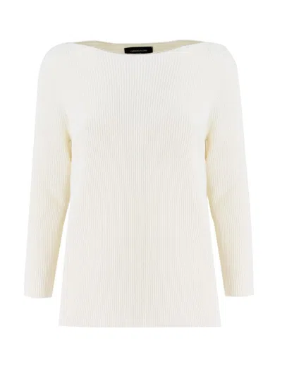 Fabiana Filippi Boat Neck Knit Shirt With Diamond Thread Embroidery