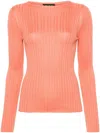 Fabiana Filippi Boat-neck Ribbed Jumper In Orange
