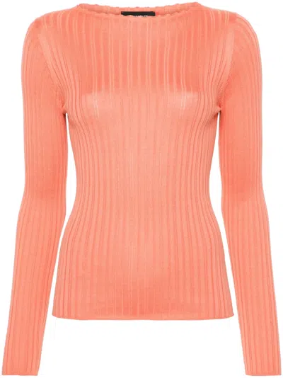 Fabiana Filippi Boat-neck Ribbed Jumper In Orange