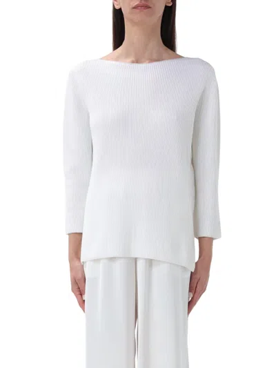 Fabiana Filippi Boatneck 3/4 Sleeve Sweater In White