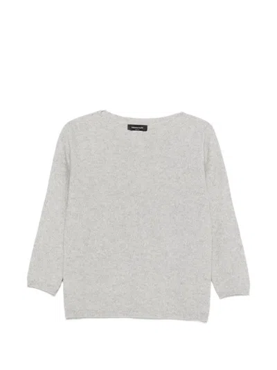 Fabiana Filippi Boat-neck Three-quarter Sleeve Sweater In Gray