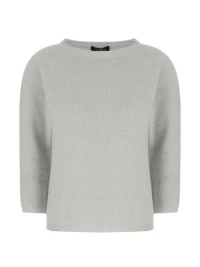 Fabiana Filippi Boat-neck Three-quarter-sleeve Sweater In Gray