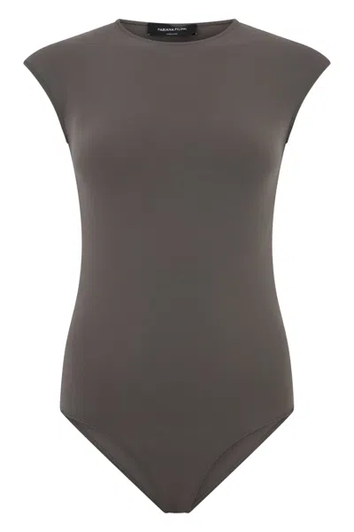 Fabiana Filippi Body Without Sleeves In Soft Versatile Fabric In Brown