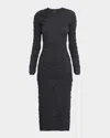 Fabiana Filippi Merino Wool Knit Dress With Embossed Effect In Gray