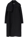 Fabiana Filippi Boiled Wool Long Topcoat With Maxi Collar In Black