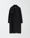 Fabiana Filippi Boiled Wool Long Topcoat With Maxi Collar In Black