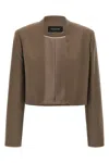 Fabiana Filippi Cropped Pinstripe Jacket In Brown