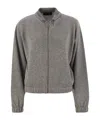 Fabiana Filippi Bomber Jacket In Platinum With Ball Pins