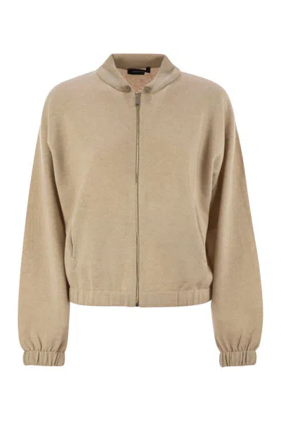Fabiana Filippi Bomber Jacket In Platinum With Ball Pins In Nude