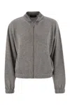 Fabiana Filippi Bomber Jacket In Platinum With Ball Pins In Gray