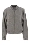 Fabiana Filippi Bomber Jacket In Platinum With Ball Pins In Gray