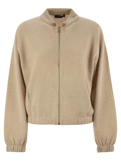 FABIANA FILIPPI BOMBER JACKET IN PLATINUM WITH BALL PINS