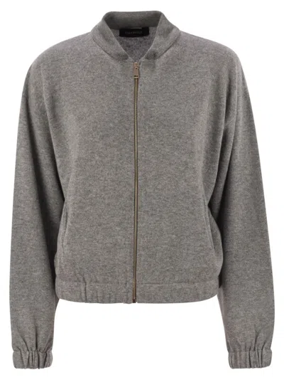 FABIANA FILIPPI BOMBER JACKET IN PLATINUM WITH BALL PINS