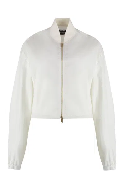 Fabiana Filippi Women's White Bomber Jacket In Technical Fabric For Ss24