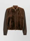 Fabiana Filippi Bomber Jacket With Faux Fur Front In Brown