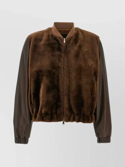 FABIANA FILIPPI BOMBER JACKET WITH FAUX FUR FRONT