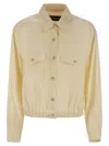 Fabiana Filippi Bomber Jacket With Front Pockets And Diamond Thread In Vanilla