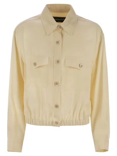 Fabiana Filippi Bomber Jacket With Front Pockets And Diamond Thread In Yellow